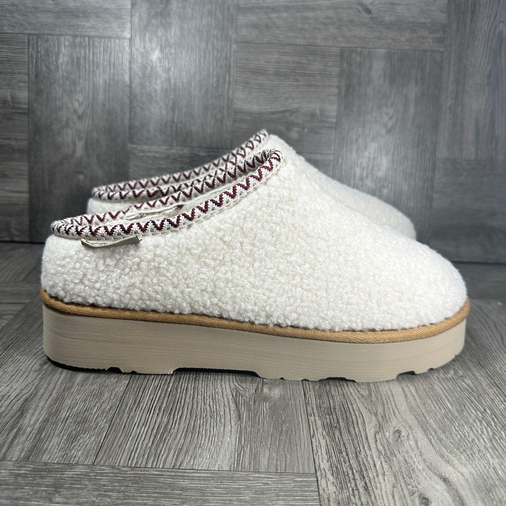 BEARPAW Martis Womens 9 Platform Slipper White Faux Shearling Mule 2928W-108 NEW